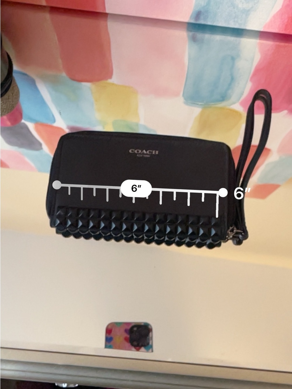 COACH Black Studded Zip Wristlet - Picture 8 of 8